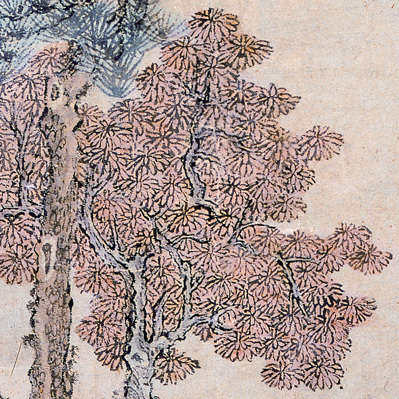 东山草堂图（局部）    元  王蒙  轴  纸本设色  114.4×61cm  台北故宫博物院藏
