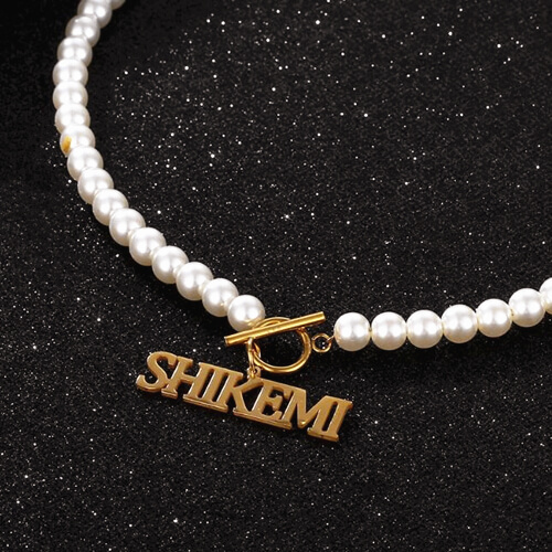 Custom pearl jewelry made to order factory wholesale customised name pendant chain with OT buckle or toggle clasp necklace suppliers and manufacturers websites