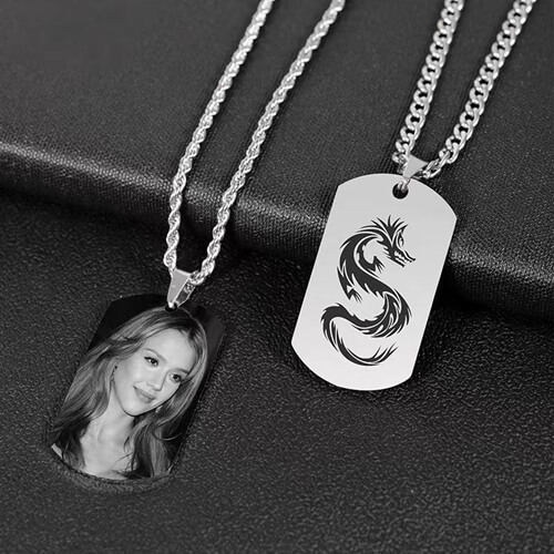 Custom photo engraved jewelry wholesale factory personalised picture dog tag necklace for men bulk suppliers and manufacturers websites