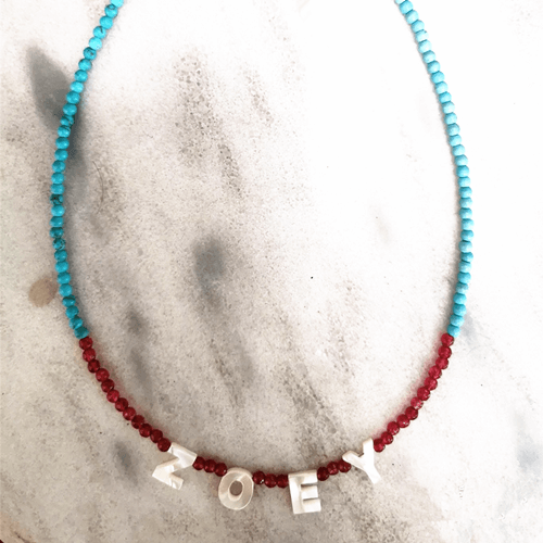 custom made turquoise beaded jewellery wholesale makers personalized sea shell initial name bead necklace factory and manufacturers websites