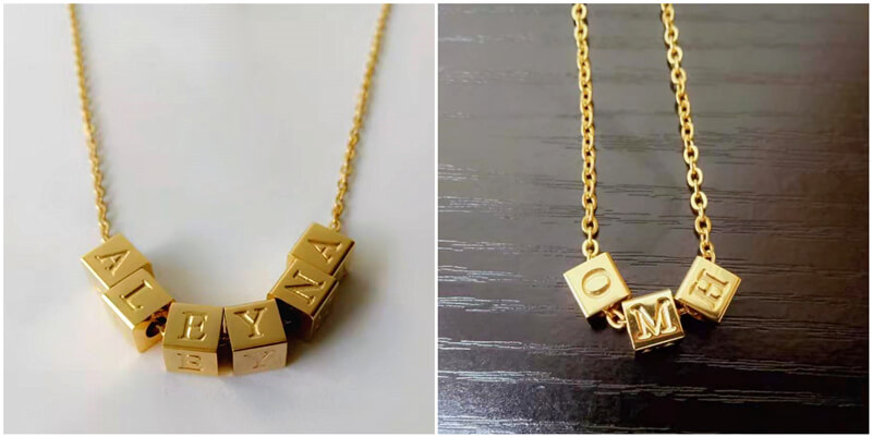 custom gold name necklace gold wholesale personalised block letter initial necklace bulk 