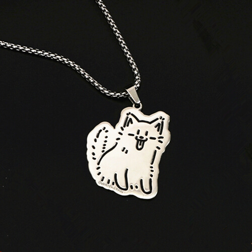Customized engraved picture charms jewelry wholesale manufacturers personalised etched cat photo necklace thick chain bulk factory and suppliers websites