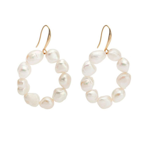 Baroque pearl fashion jewelry OEM gold plated big circle earrings wholesale