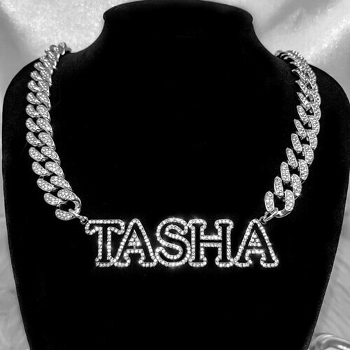 custom diamond jewelry wholesale vendors personalized rhinestone name plate necklace for men suppliers websites