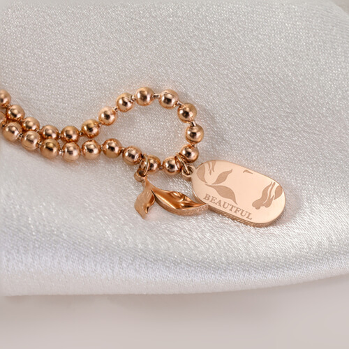 personalized laser etched jewelry wholesale factory custom engraved rose gold dog tag necklace ball chain bulk makers and manufacturers websites 