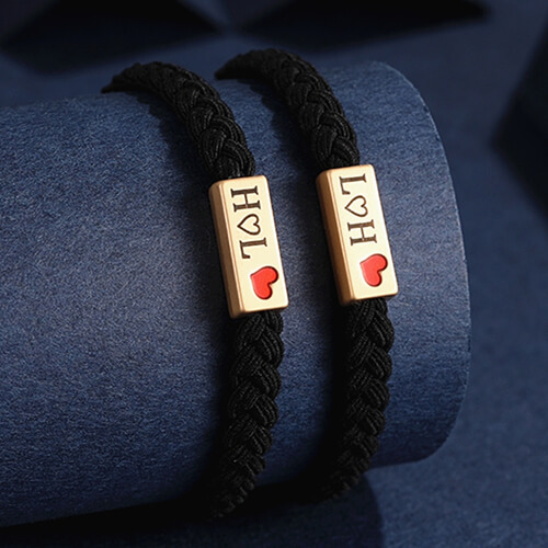 custom womens jewelry etched wholesale factory personalized braided rope bracelets with names engraved and enamel heart vendors and manufacturers