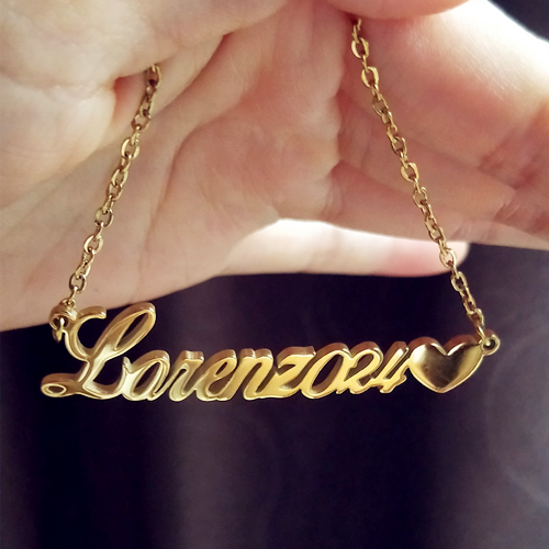custom gold cursive necklace