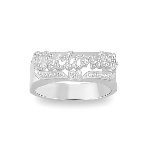 custom big diamond accented silver ring bulk personalized womens name rings with heart wholesale suppliers china