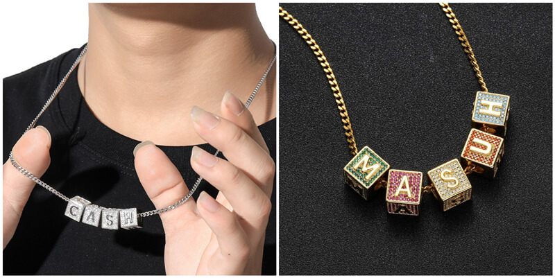 wholesale custom cubic zirconia initial necklace bulk personalised diamond letter name necklaces