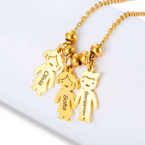 personalized engraving boys and girls children charms jewelry suppliers wholesale custom engraved dolls pendant necklace bulk factory and manufacturers websites