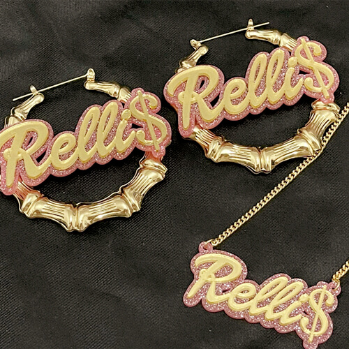 Personalized laser cut acrylic name plate jewelry wholesale makers custom nameplate necklace and earrings sets factory and suppliers websites