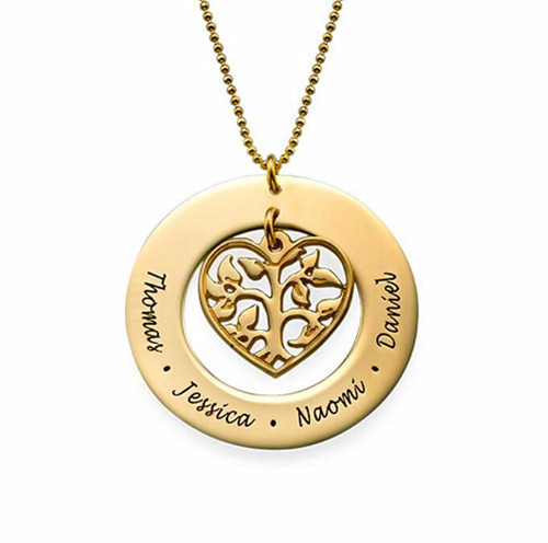 Lovefir Customized Family Tree with Three Pendant Necklace Gift for Your Family Menbers
