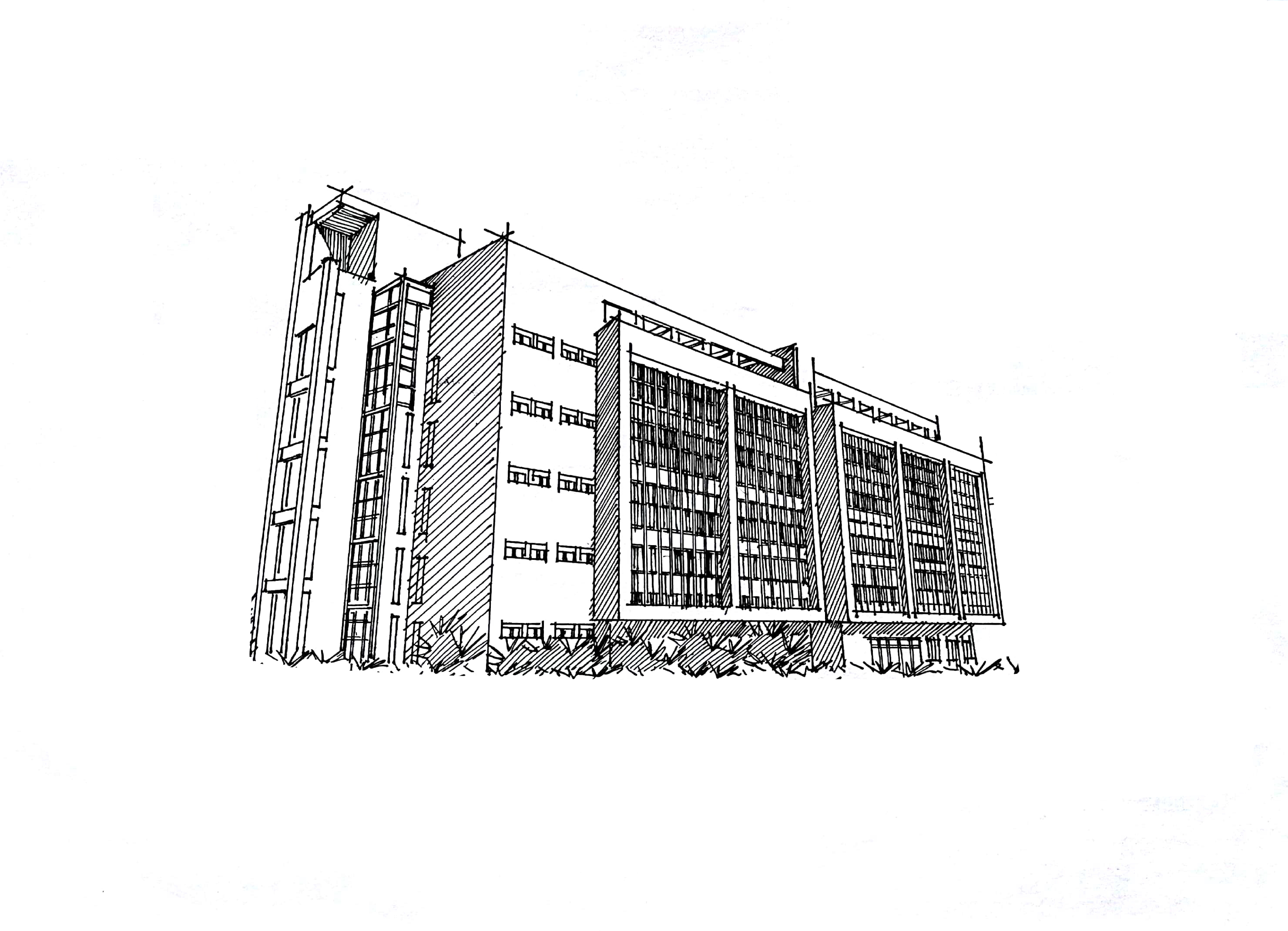 【昆明手绘】昆明理工大学a教学楼建筑手绘