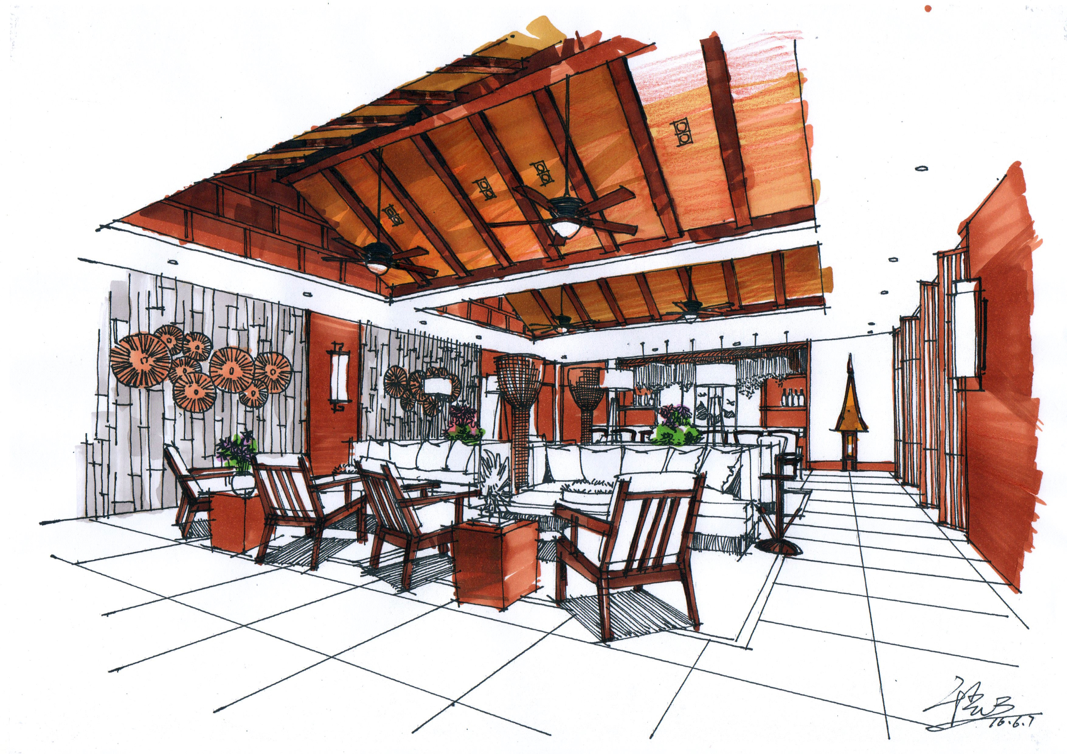 欧式咖啡厅包间手绘效果图 – 设计本装修效果图