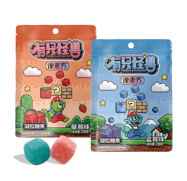 Sugar coated cube shape soft candy