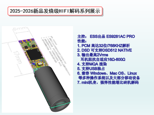 ES9281AC PRO,ESS解码芯片,32位768KHz音频解码,DSD512原生解码,2Vrms音频输出,16-600Ω耳机阻抗自适应,MQA音频渲染,USB独占音频,迷你HiFi解码器,便携发烧解码,砖机级音质解码,全平台音频解码器,Windows音频解码,MacOS无损解码,Linux音频模块,鸿蒙系统音频解码,安卓HiFi解码,iOS无损音频转接,高解析音频模组,随身音乐解码器,发烧级音频解码板,高阻耳机驱动解码,高清无损音频方案