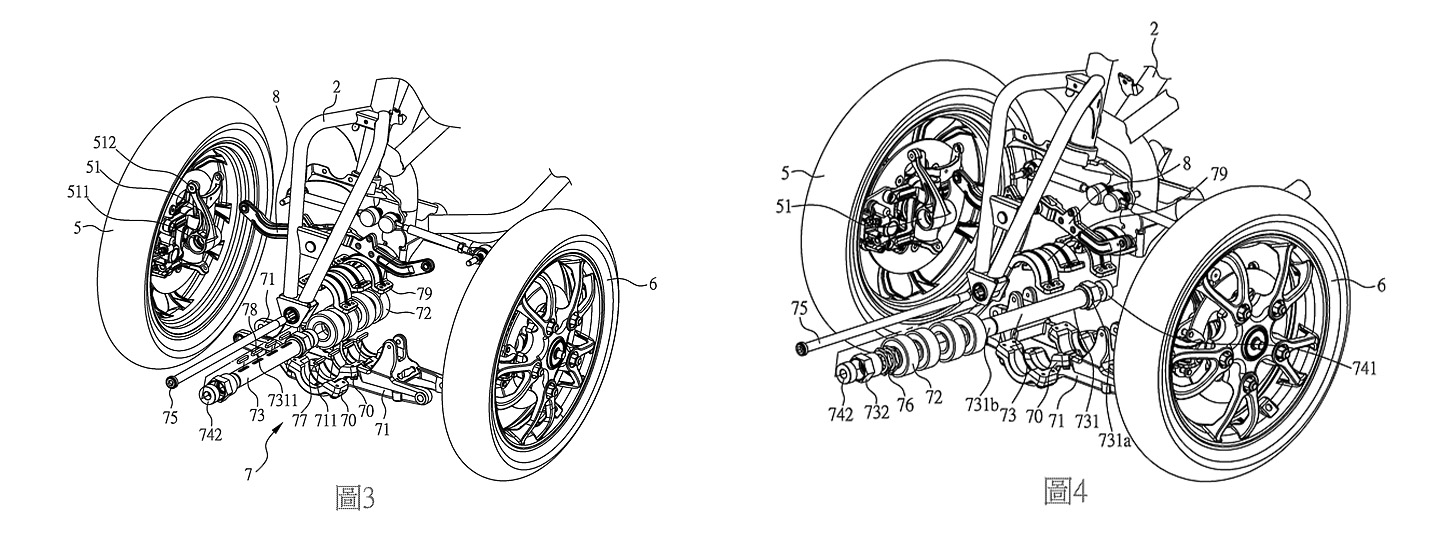 新款 机车 摩托车 三轮摩托车 专利图 三阳