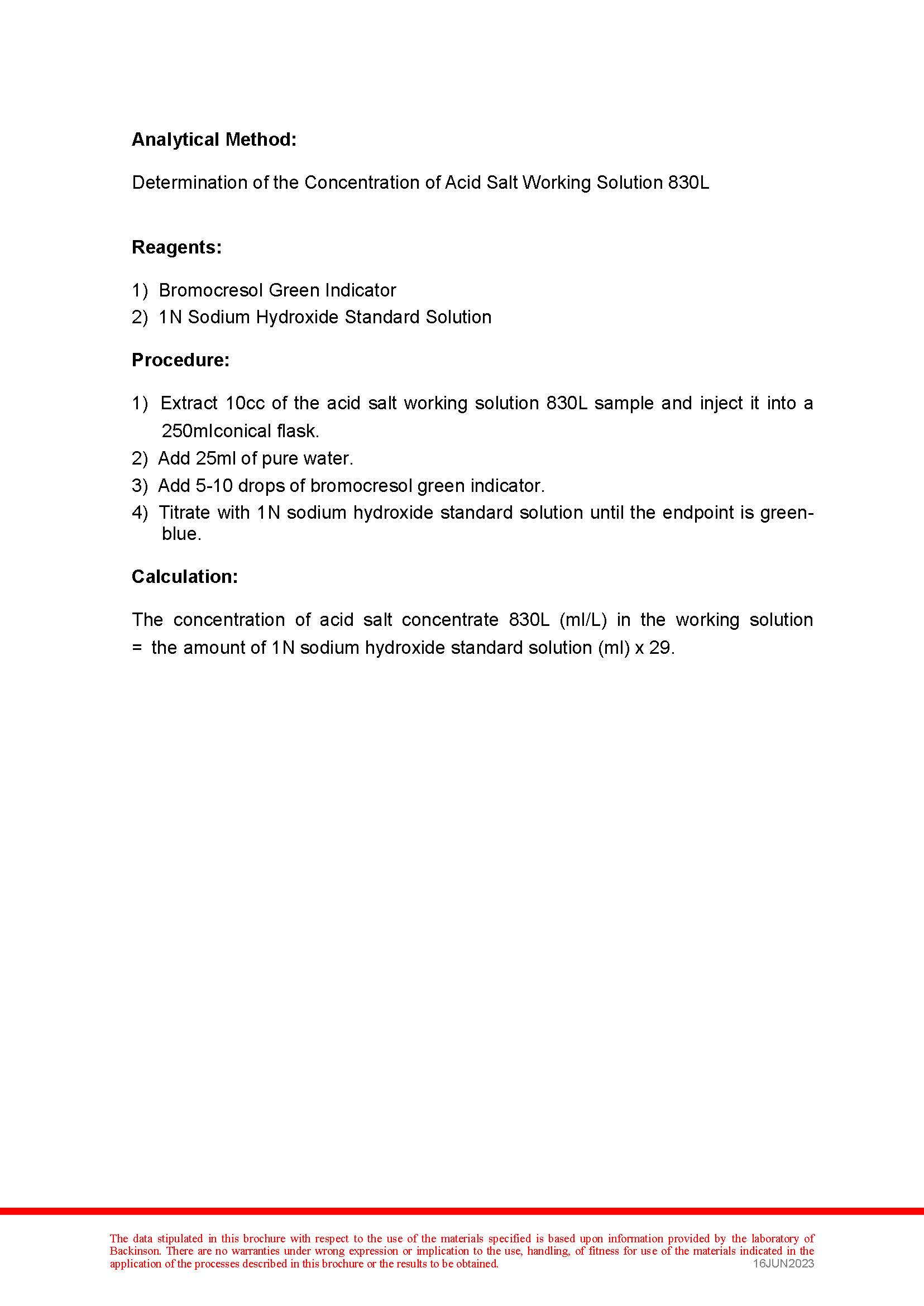 Acid Salt Concentrate 830L