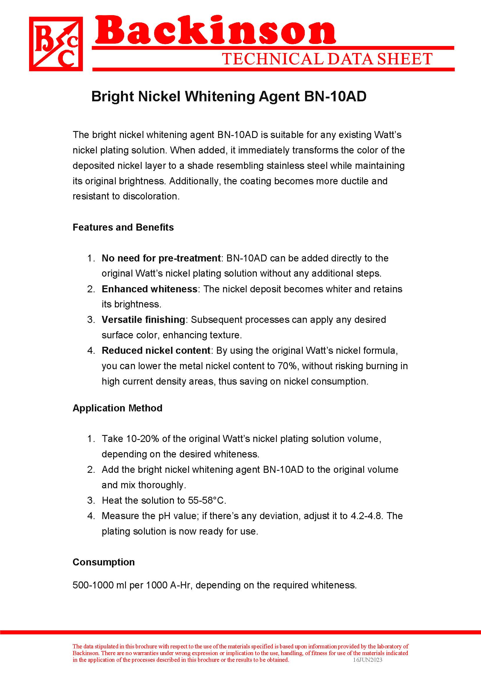 Bright Nickel Whitening Agent BN-10AD