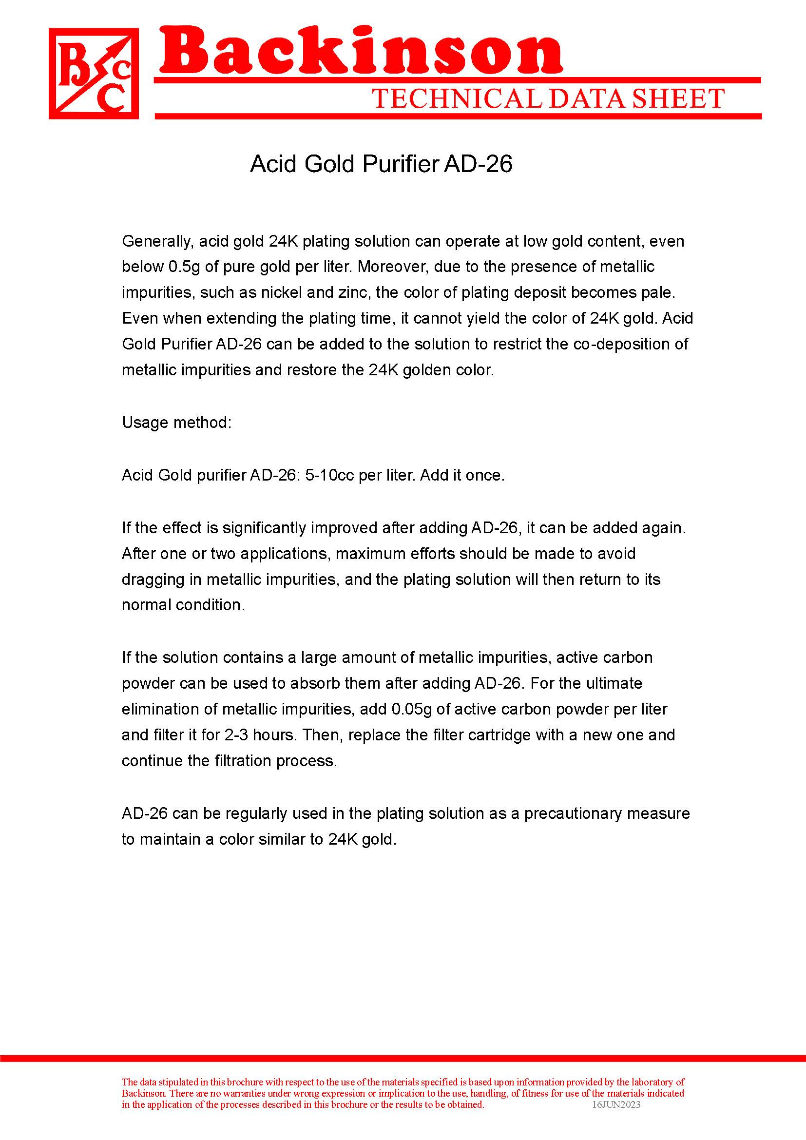 Acid Gold Purifier AD-26