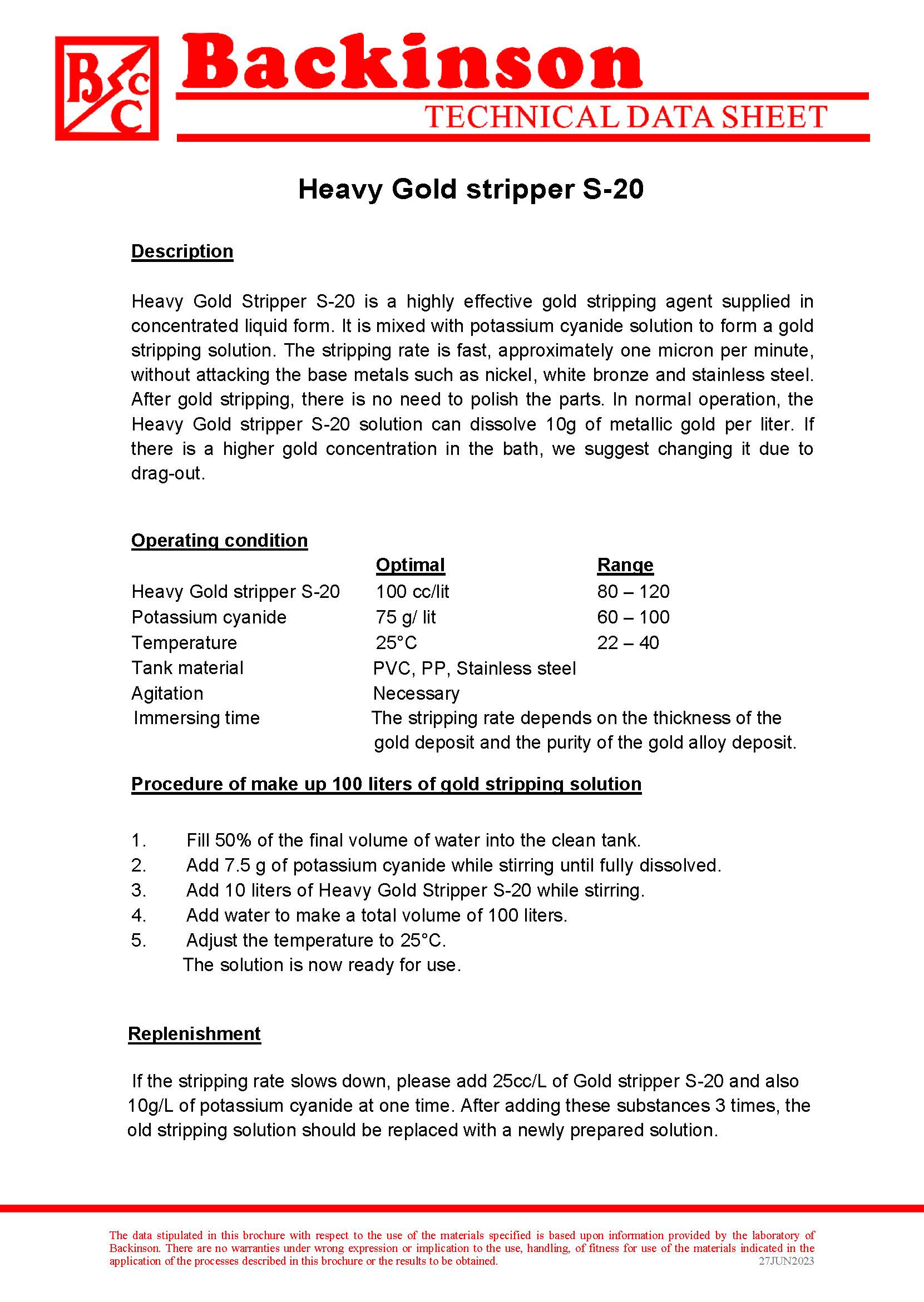 Heavy Gold Stripper S-20 