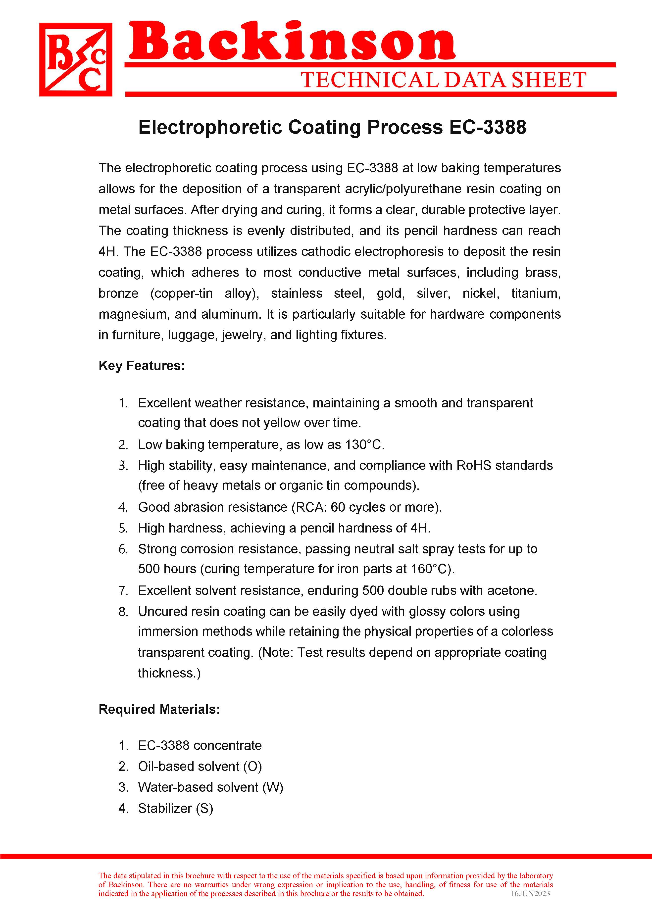 Electrophoretic Coating Process EC-3388
