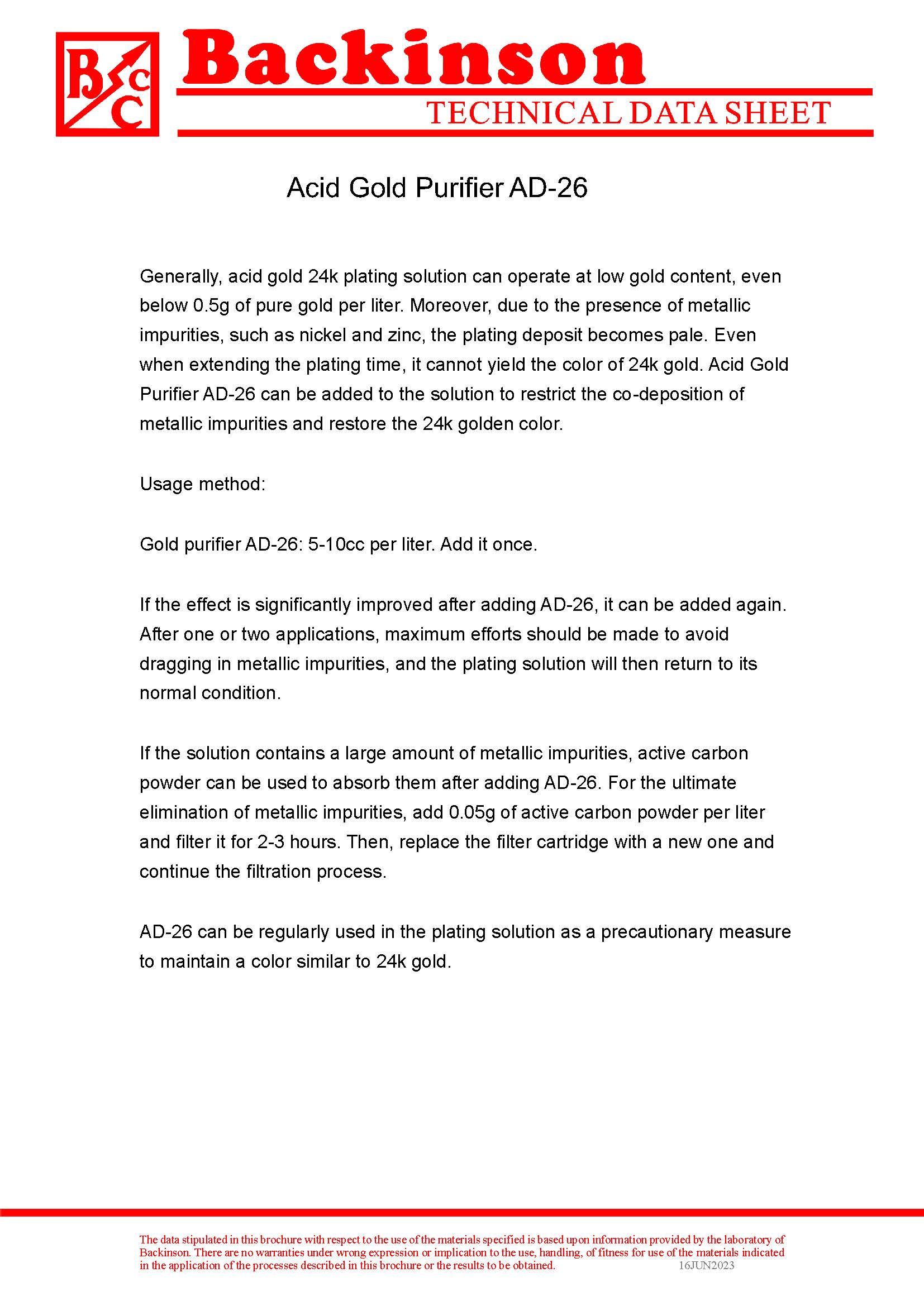 Acid Gold Purifier AD-26