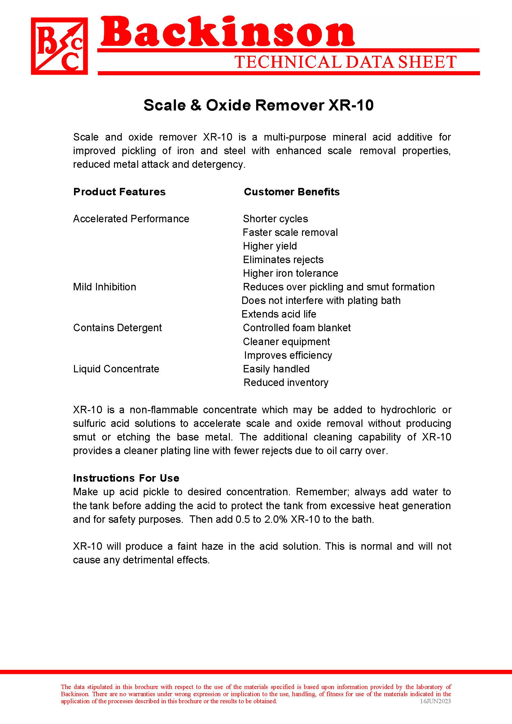 Scale & Oxide Remover XR-10