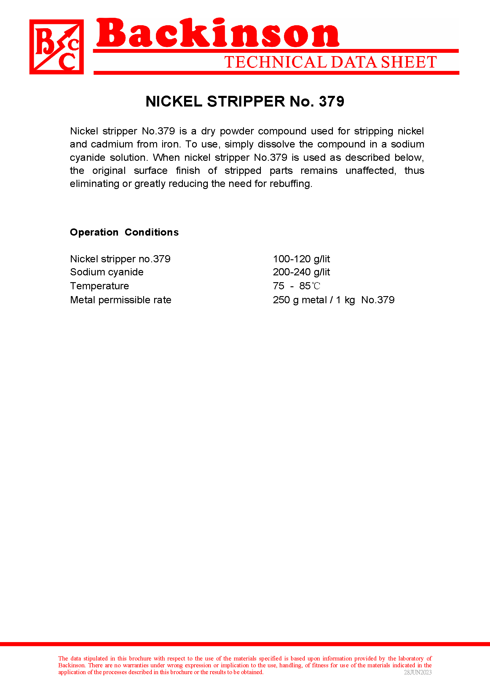 Nickel Stripper For Iron Base No.379