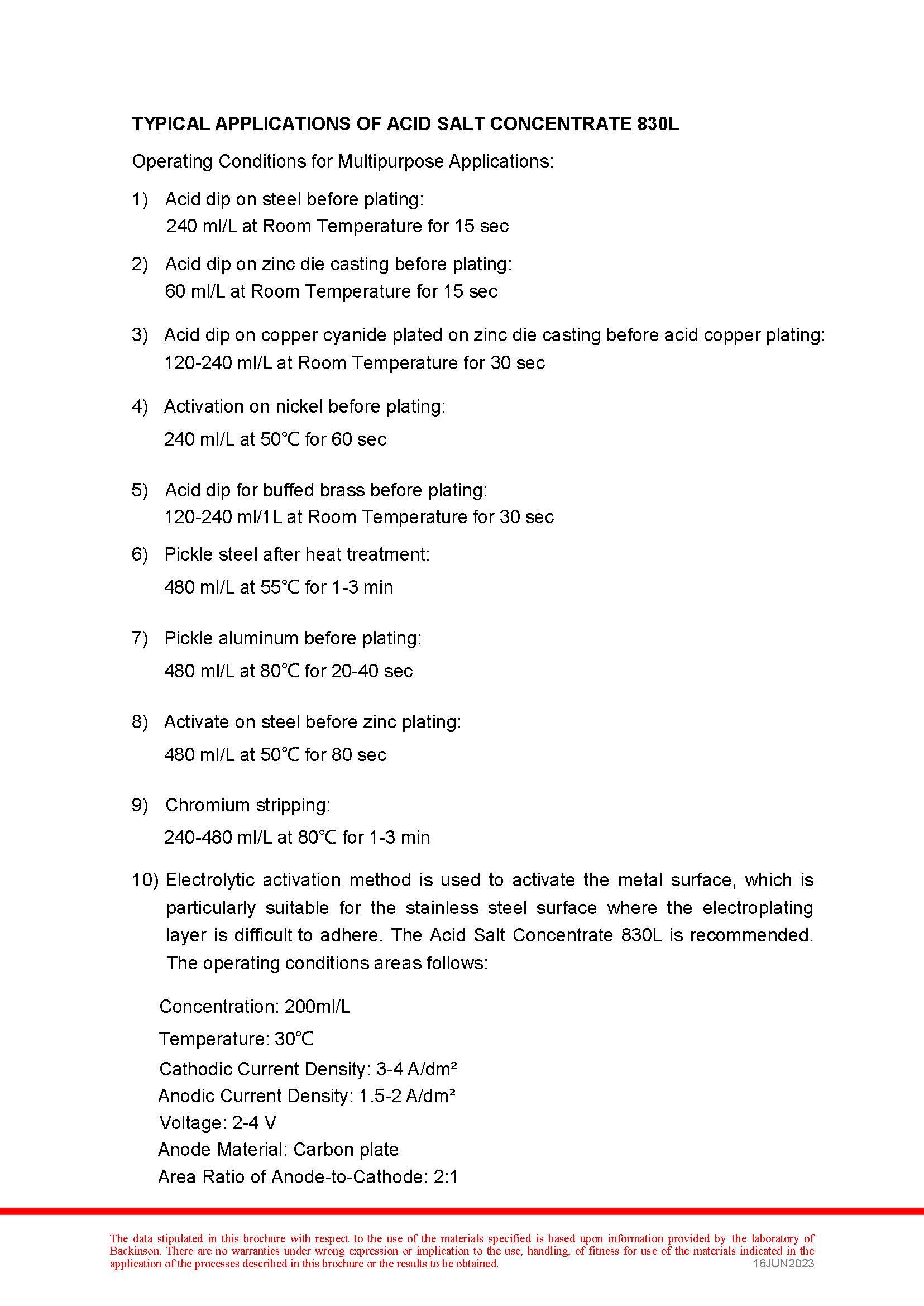 Acid Salt Concentrate 830L