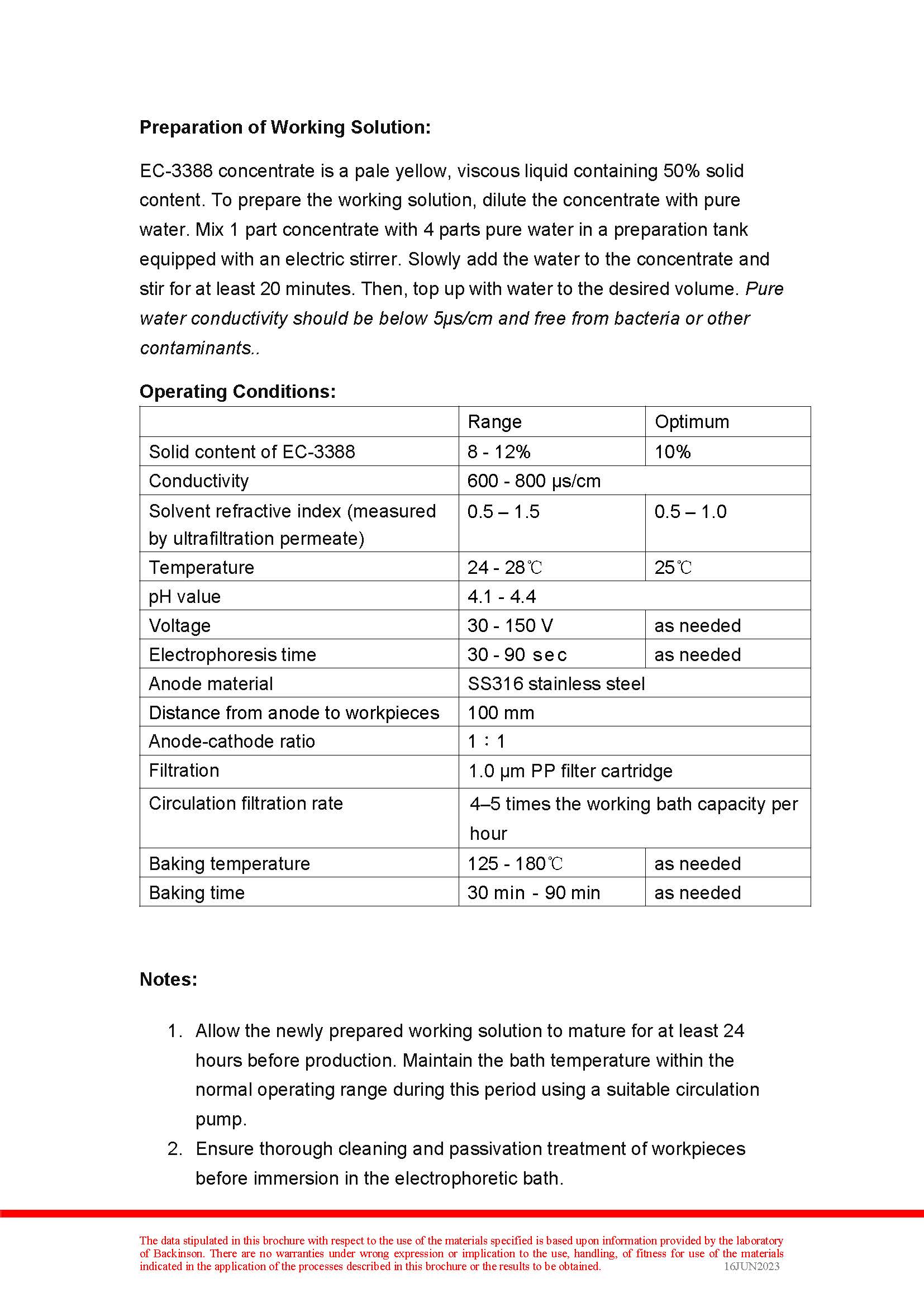 Electrophoretic Coating Process EC-3388