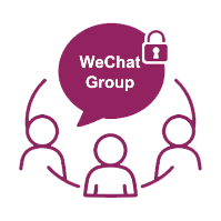 专属支持微信群建立图标，代表学员、老师、客服三方连接。