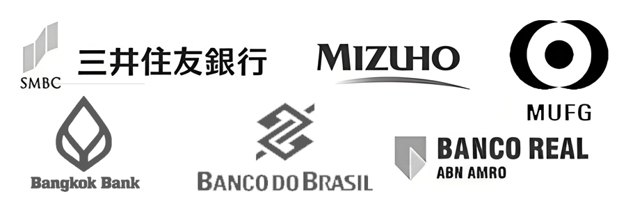 磐达教育长期合作公司客户：三井住友银行、瑞穗银行、三菱日联银行、曼谷银行、巴巴西雷亚尔银行、巴西银行