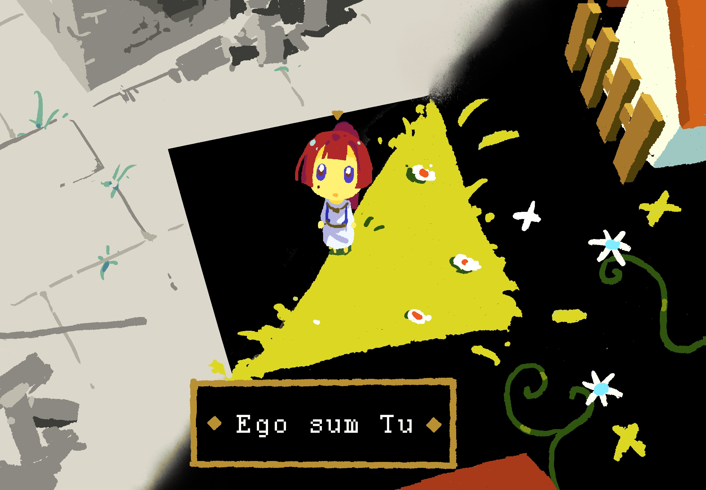 ◄ 一串又一串小人，躺在草地上