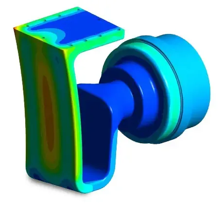 Ansys Mechanical simulation shows temperature distribution plotted on the antenna with all thermal loading sources taken into account.