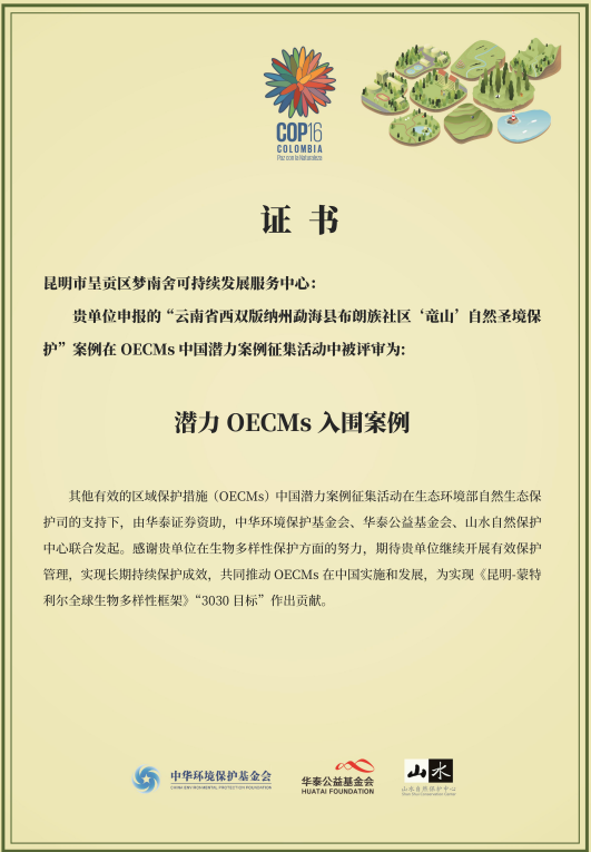  云南省西双版纳州勐海县布朗族社区“竜山”自然圣境保护案例 潜力OECMs入围 梦南舍 生态文化