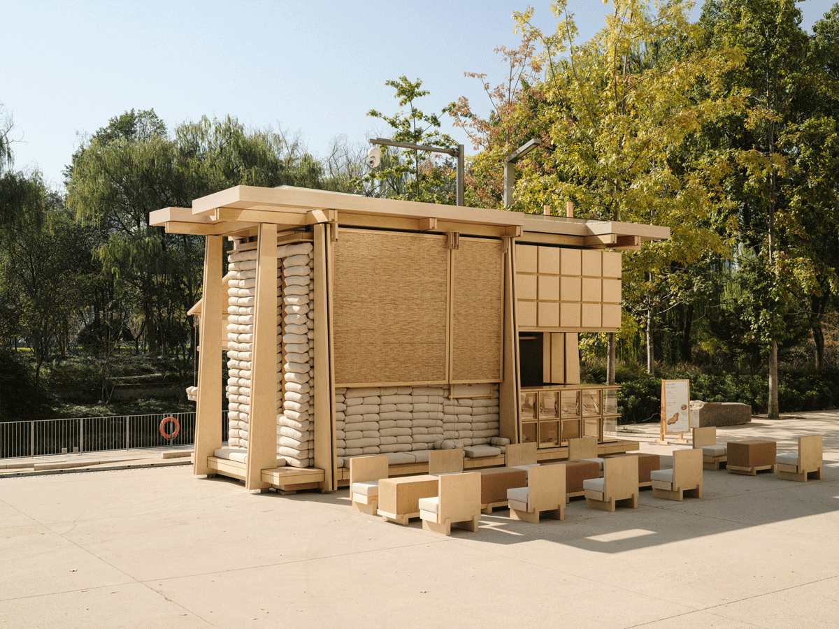 bread and coffee outdoor pop-up kiosk