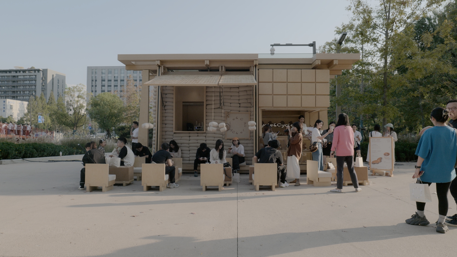 bread and coffee outdoor pop-up kiosk