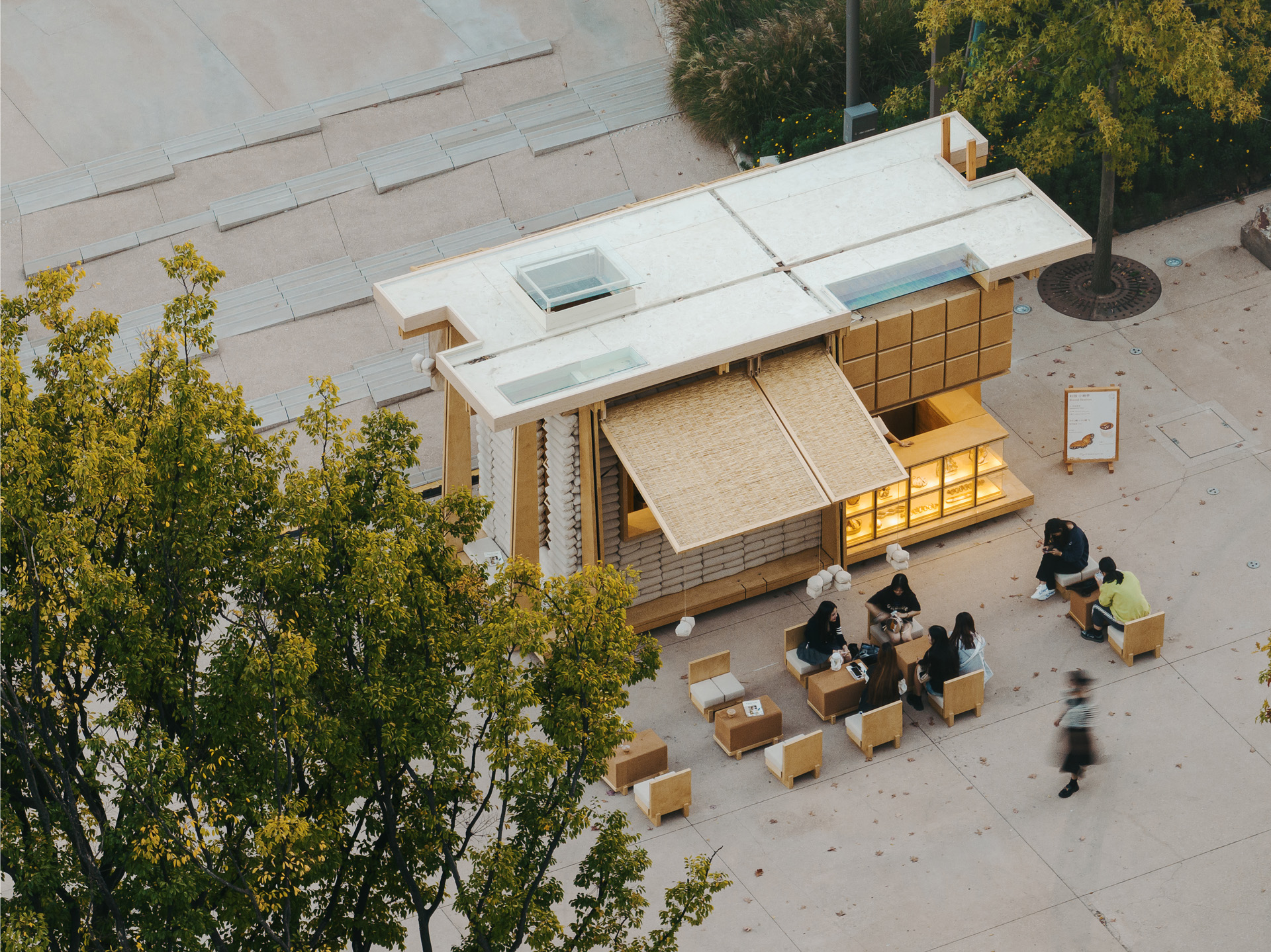 bread and coffee outdoor pop-up kiosk