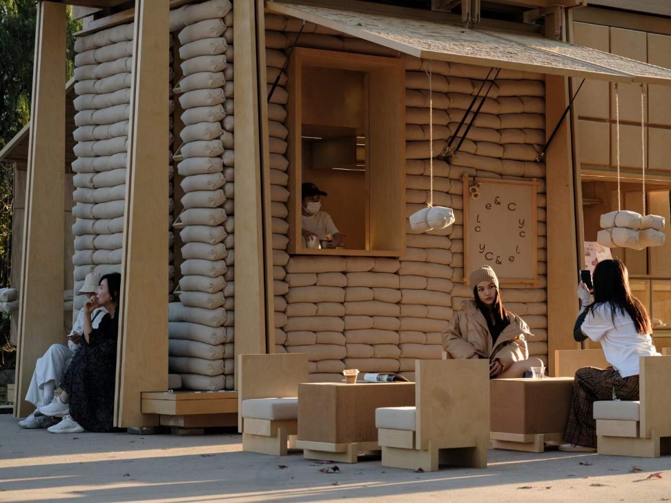 bread and coffee outdoor pop-up kiosk