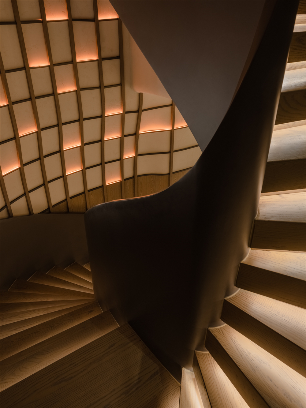 wooden spiral staircase