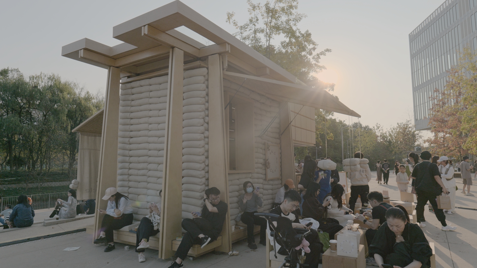 bread and coffee outdoor pop-up kiosk