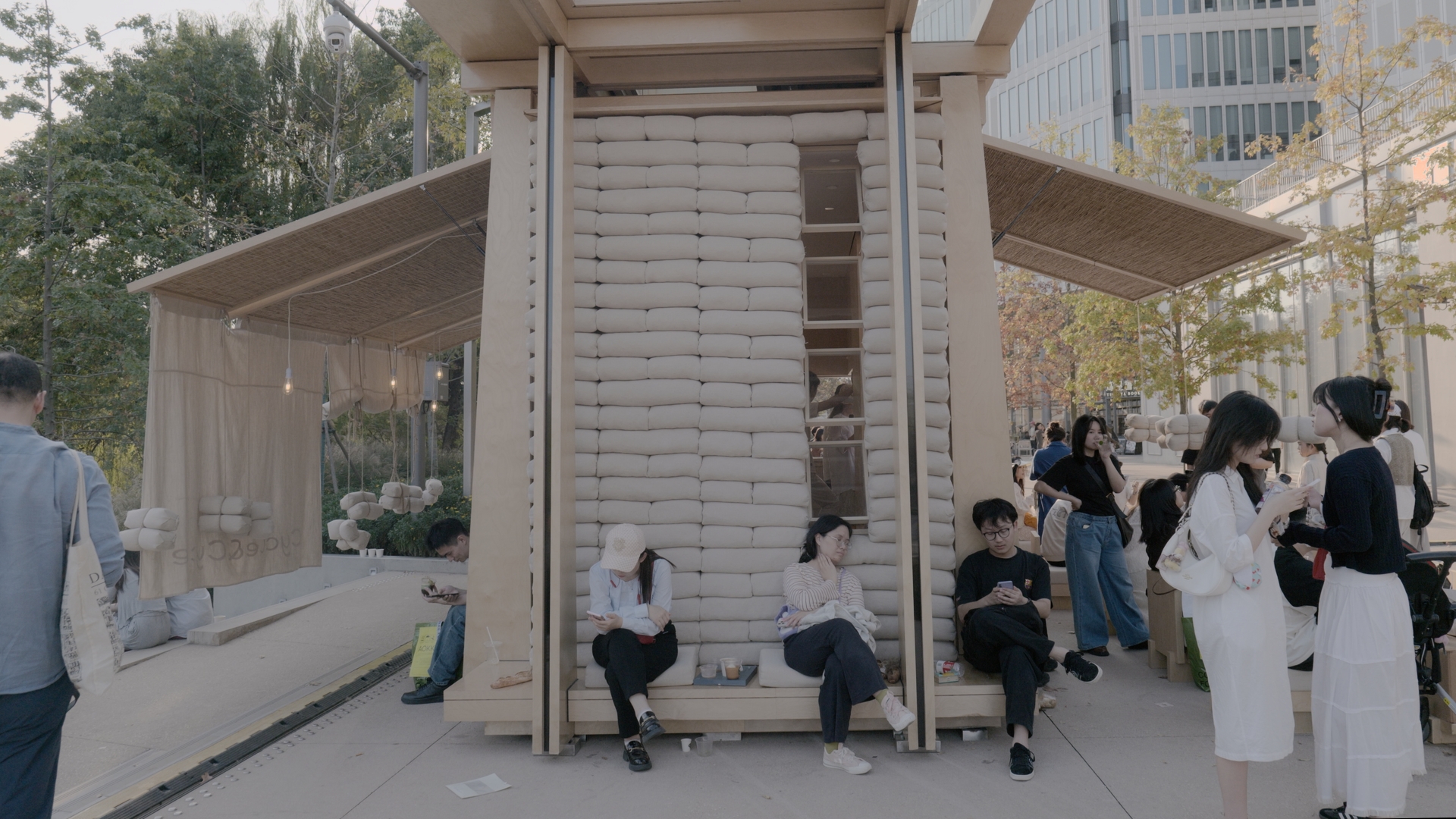 bread and coffee outdoor pop-up kiosk