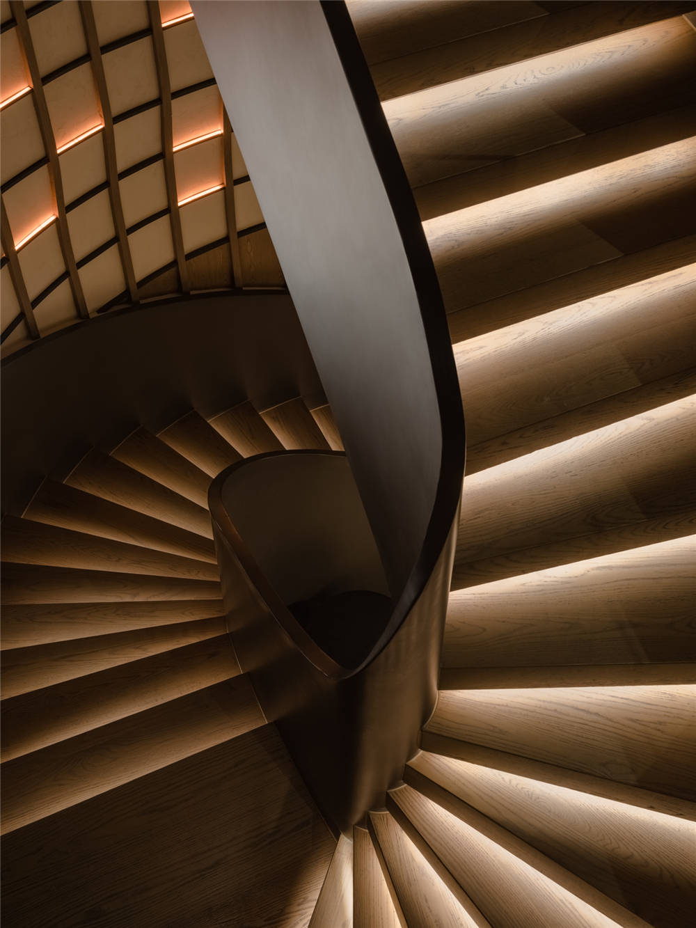 wooden spiral staircase