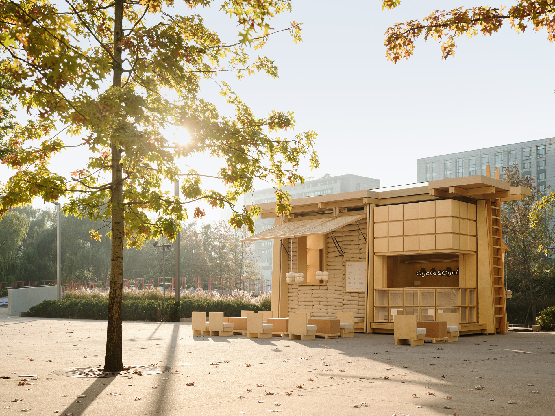 bread and coffee outdoor pop-up kiosk