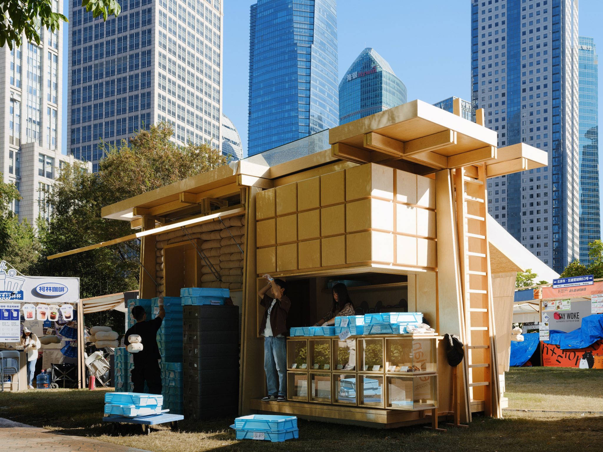 bread and coffee outdoor pop-up kiosk