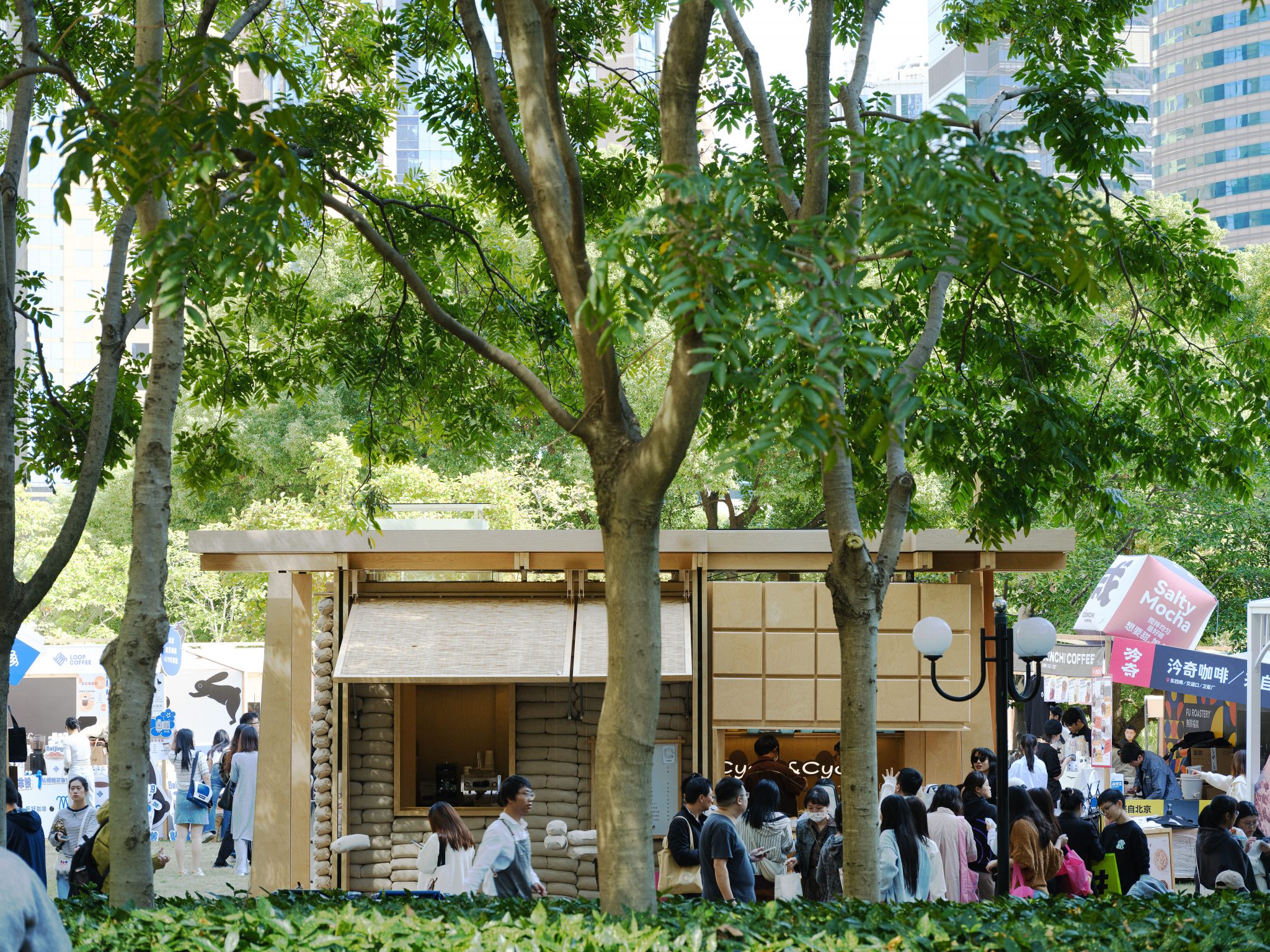 bread and coffee outdoor pop-up kiosk