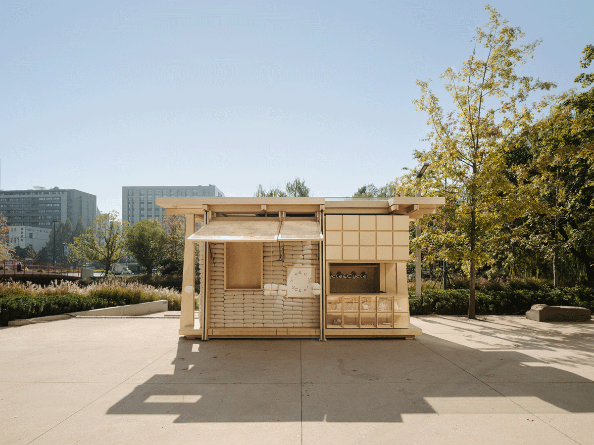bread and coffee outdoor pop-up kiosk
