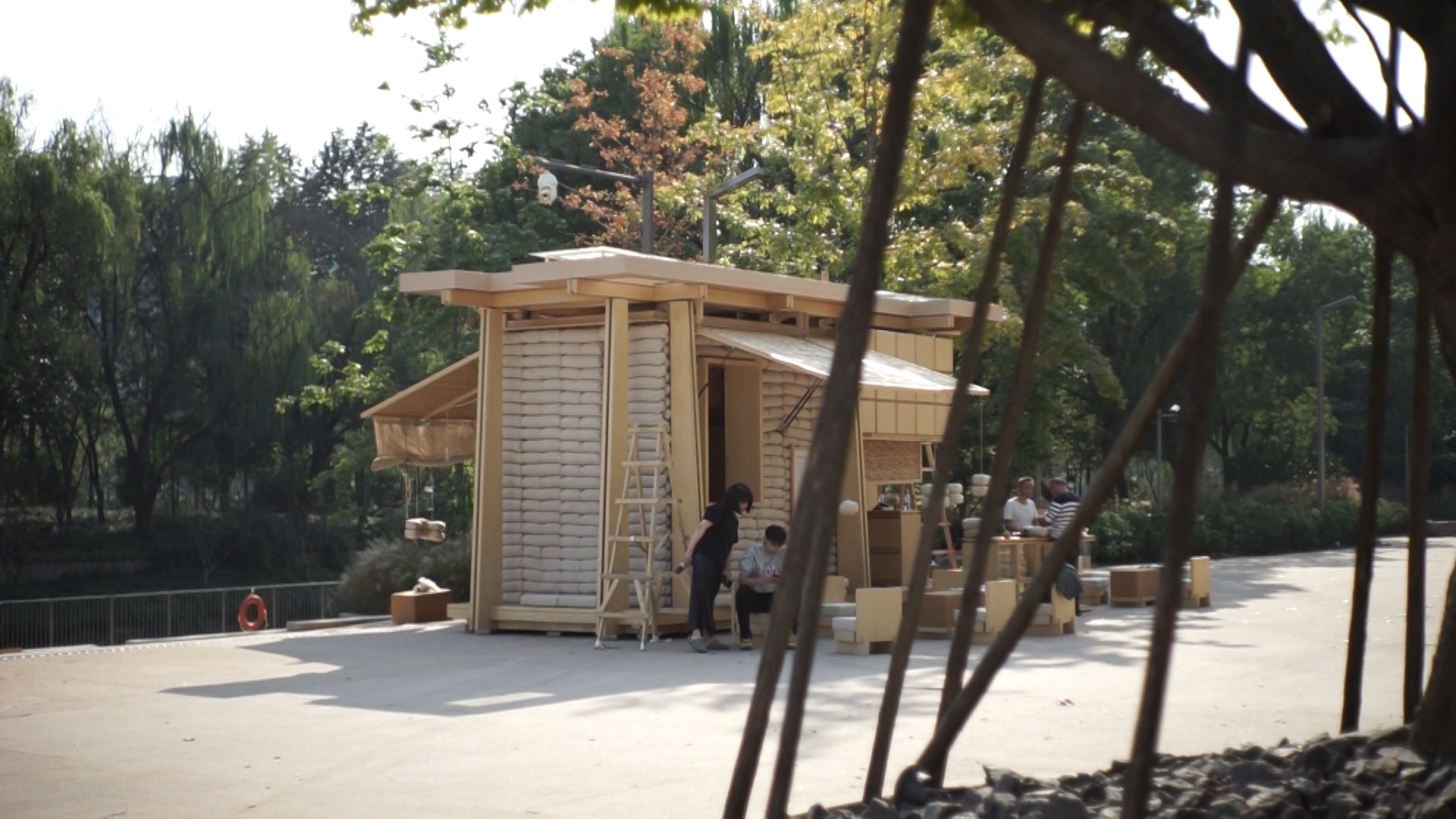 bread and coffee outdoor pop-up kiosk