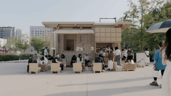 bread and coffee outdoor pop-up kiosk